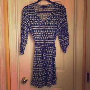 Blue patterned 3/4 sleeve sundress
